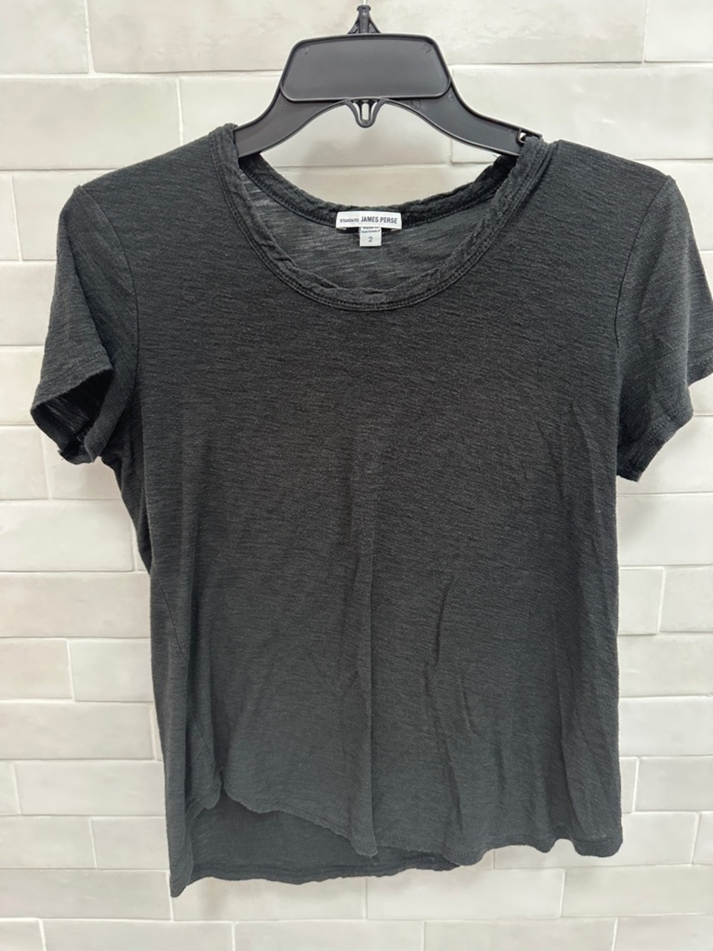 James Perse Charcoal Short-Sleeve Crewneck Tee